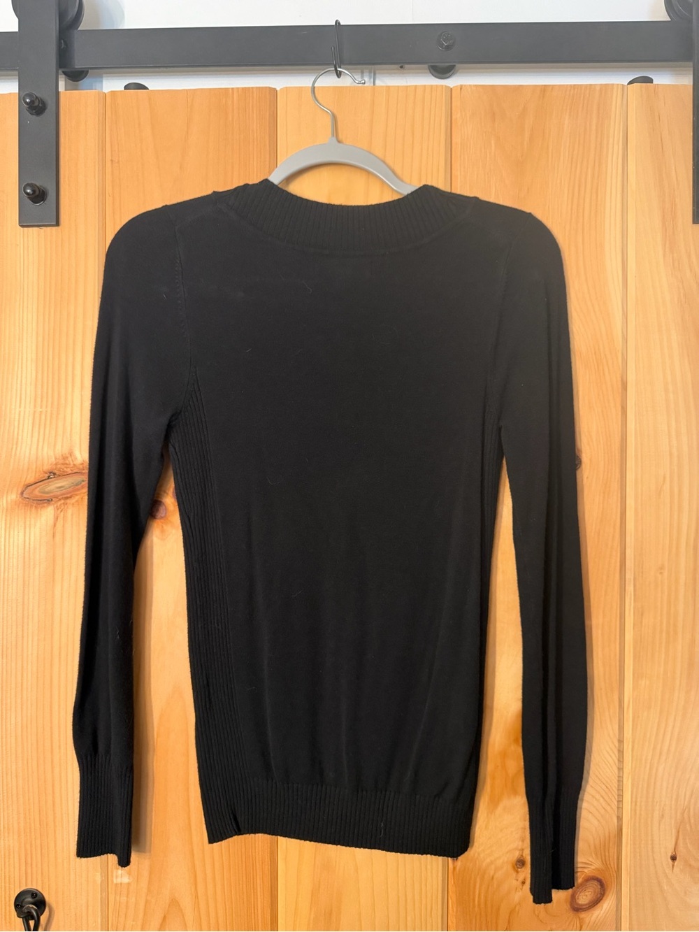 Express Black V-Neck Sweater - Slim Fit Rib Trim - Picture 9 of 10